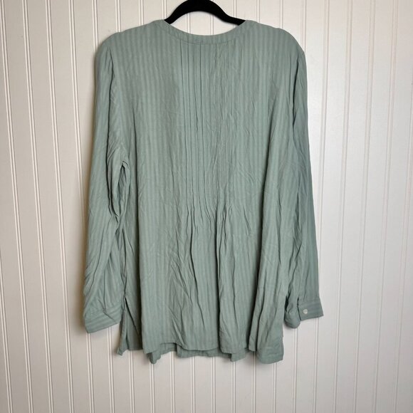 J Jill pleated long sleeve V-neck blouse size large L32 - Picture 4 of 5